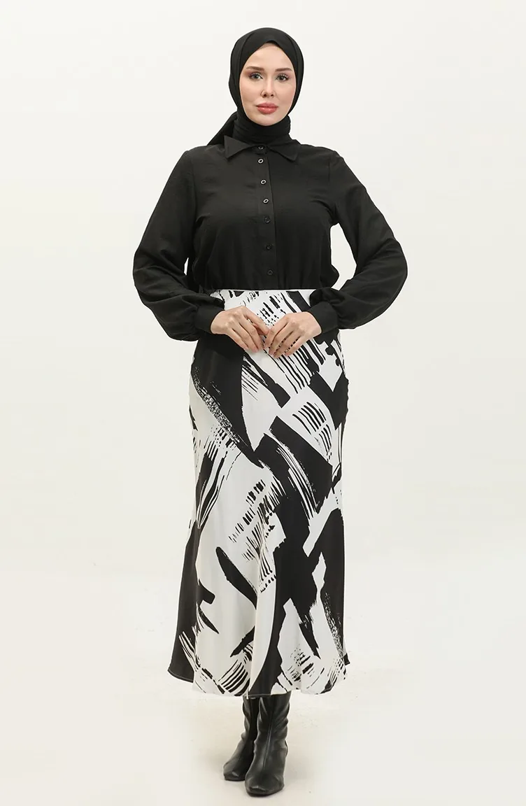 Jupe En Satin À Motifs Blanc 4335 482