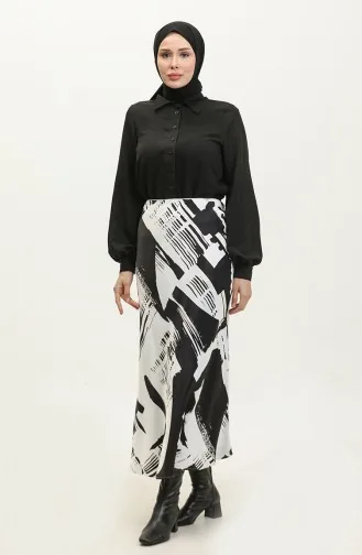 Jupe En Satin À Motifs Blanc 4335 482