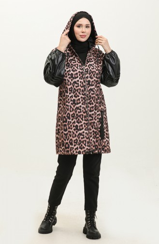 Leopard Patterned Raincoat Brown K264 377