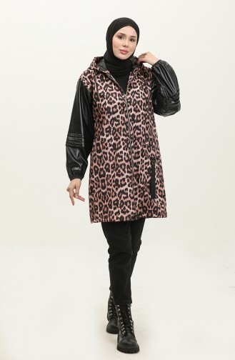 Leopard Patterned Raincoat Brown K264 377