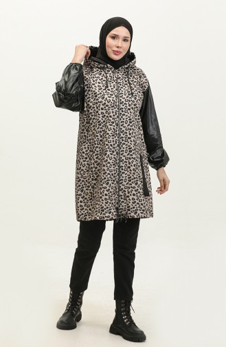 Leopard Patterned Raincoat Mink K264 378