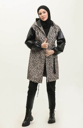 Leopard Patterned Raincoat Mink K264 378