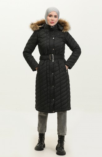 Belted quilted Coat 15057-01 Black 15057-01