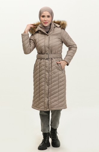 Belted quilted Coat 15057-02 Mink 15057-02