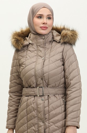 Belted quilted Coat 15057-02 Mink 15057-02