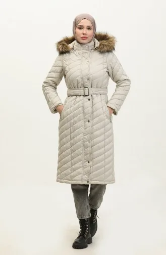 Manteau Matelassé A Ceinture 15057-03 Beige 15057-03