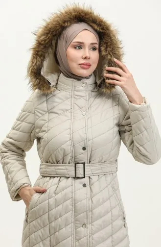 Manteau Matelassé A Ceinture 15057-03 Beige 15057-03