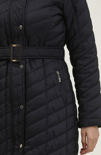 Belted quilted Coat 15057-04 Navy Blue 15057-04
