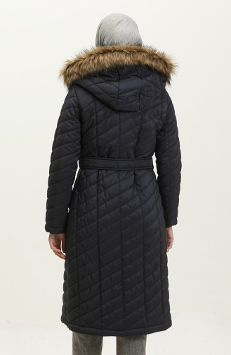 Belted quilted Coat 15057-04 Navy Blue 15057-04