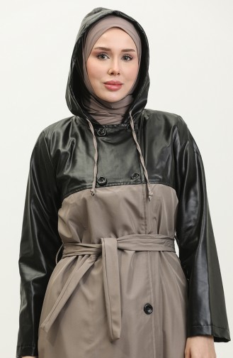 Lederdetaillierter Trenchcoat Nerz K258 305