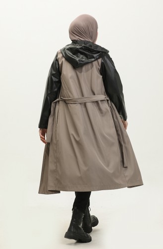 Lederdetaillierter Trenchcoat Nerz K258 305