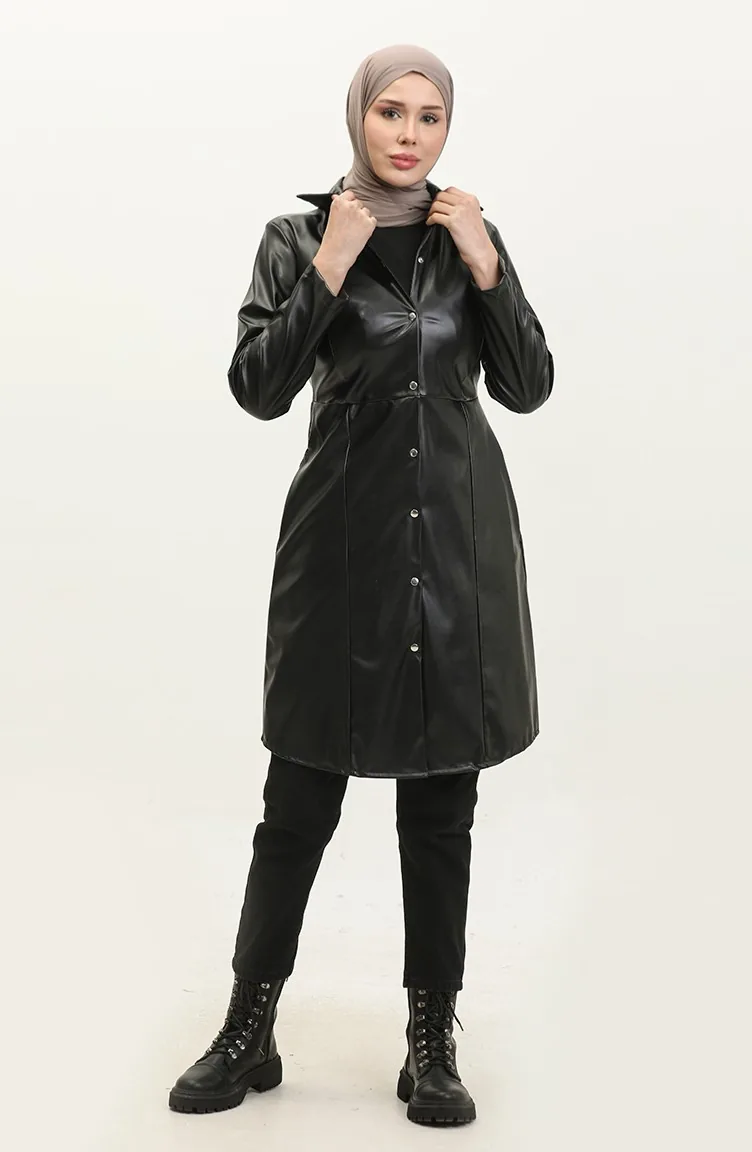 Snap Leather Tunic Black T1511 453