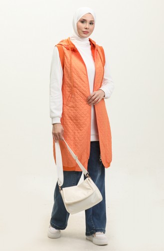 Knitted Quilted Ribbed Vest Orange Y91 506