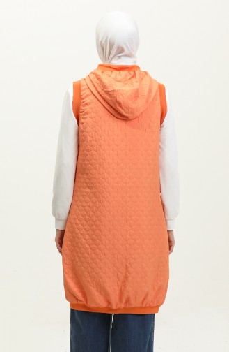 Gebreid Gewatteerd Geribd Vest Oranje Y91 506