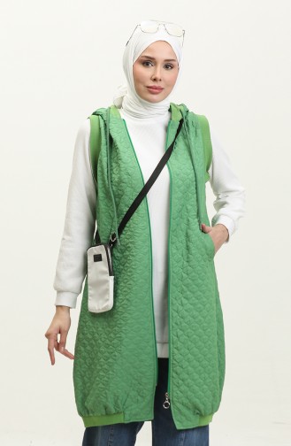 Knitted Quilted Ribbed Vest Green Y91 508