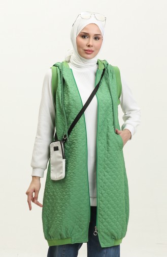 Gilet Côtelé Matelassé Tricoté Vert Y91 508