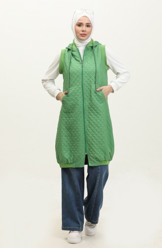 Gebreid Gewatteerd Geribd Vest Groen Y91 508