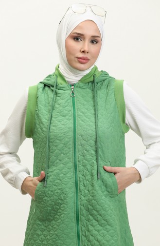 Knitted Quilted Ribbed Vest Green Y91 508