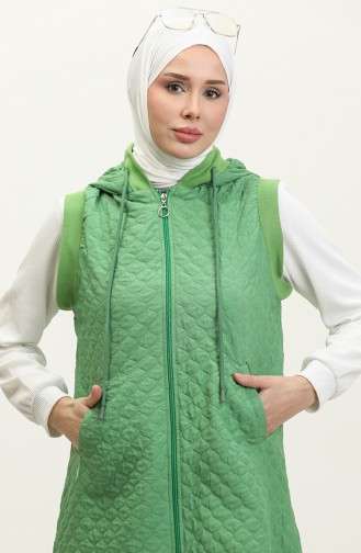 Gilet Côtelé Matelassé Tricoté Vert Y91 508