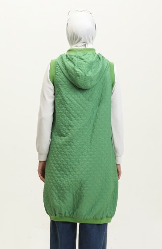 Knitted Quilted Ribbed Vest Green Y91 508