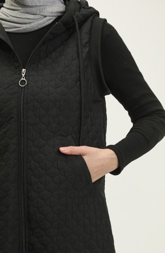 Knitted Quilted Ribbed Vest Black Y91 509