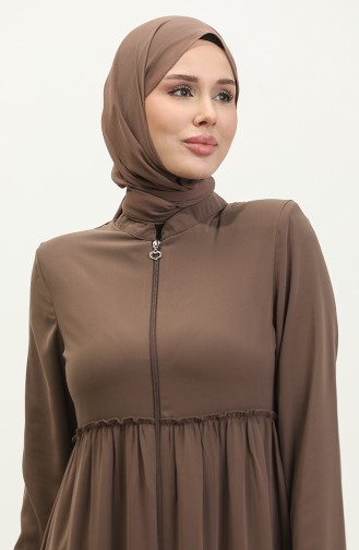 Shirred Abaya 5042-07 Milk Coffee 5042-07