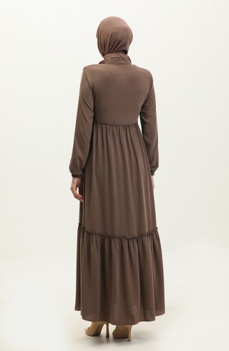 Shirred Abaya 5042-07 Milk Coffee 5042-07