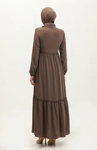 Geraffte Abaya 5042-07 Milchbraun 5042-07