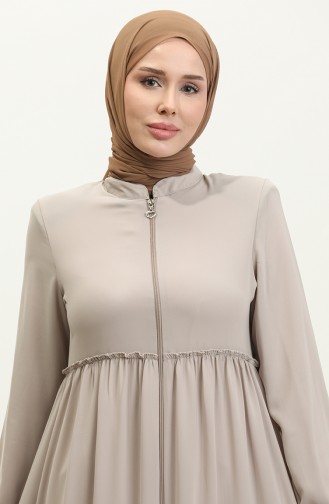 Shirred Detail Abaya 5042-08 Mink 5042-08