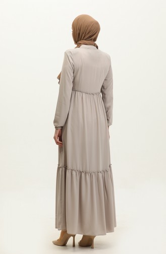 Shirred Detail Abaya 5042-08 Mink 5042-08