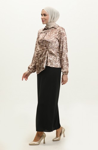 Leopard Patterned Blouse Mink T1700 517