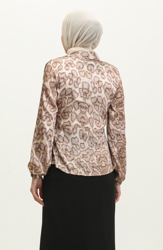 Leopard Patterned Blouse Mink T1700 517