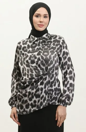 Leopard Patterned Blouse Black T1700 518