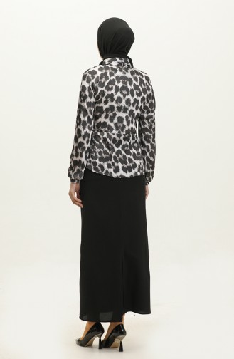 Leopard Patterned Blouse Black T1700 518