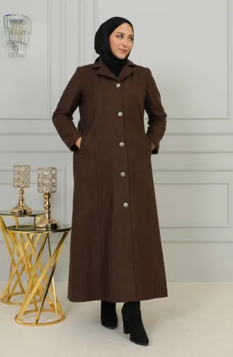 Manteau Boutonné Grande Taille 0176-05 Brun Lait 0176-05