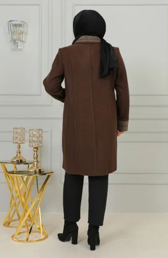 Plus Size Buttoned Cachet Coat 0328-07 Milky Coffee 0328-07