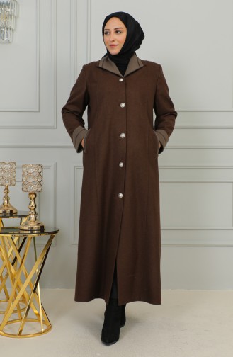 Plus Size Buttoned Cachet Coat 0329-05 Milky Coffee 0329-05