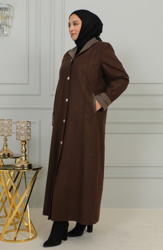 Plus Size Buttoned Cachet Coat 0329-05 Milky Coffee 0329-05