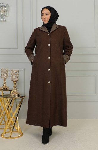 Plus Size Buttoned Cachet Coat 0329-05 Milky Coffee 0329-05