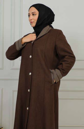 Plus Size Buttoned Cachet Coat 0329-05 Milky Coffee 0329-05