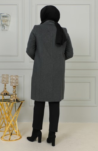 Plus Size Buttoned Cachet Coat 1176-05 Gray 1176-05