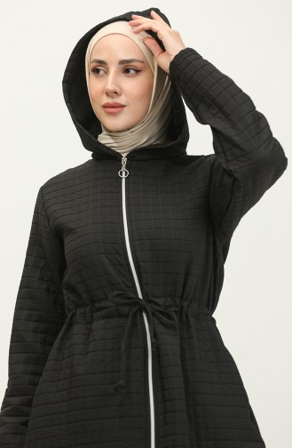 Hooded Shirred Waist Cape 0314-03 Black 0314-03