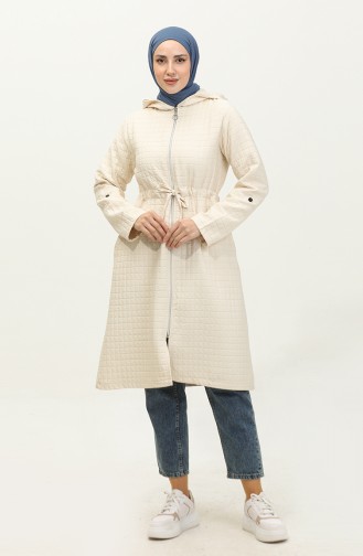 Hooded Shirred Waist Cape 0314-04 Beige 0314-04