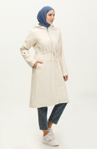 Hooded Shirred Waist Cape 0314-04 Beige 0314-04