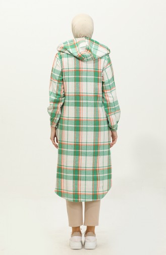 Plaid Pattern Hooded Cape NZR001d-01 Green Orange 001D-01