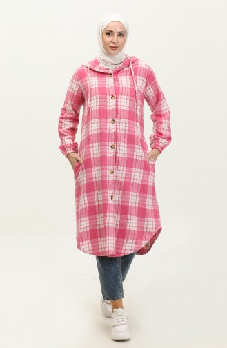 Plaid Pattern Hooded Cap NZR001D-03 Pink 001D-03