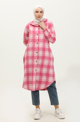 Plaid Pattern Hooded Cap NZR001D-03 Pink 001D-03