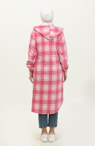 Plaid Pattern Hooded Cap NZR001D-03 Pink 001D-03