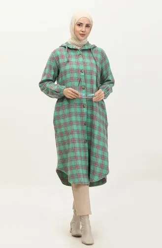 Kaap Met Capuchon En Geruit Patroon 001E-01 Groen 001E-01