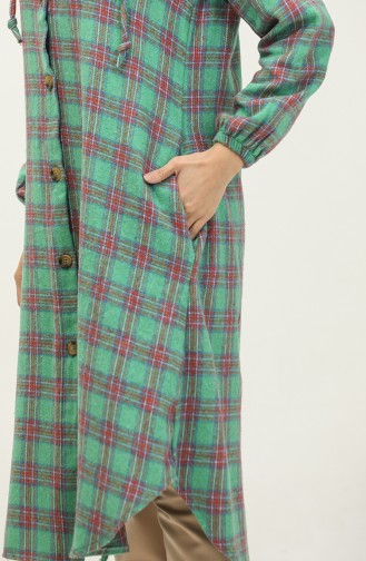 Plaid Pattern Hooded Cape 001E-01 Green 001E-01